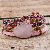 Leather Wrap Bracelet Natural Stones Beads Boho Bracelet