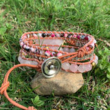 Leather Wrap Bracelet Natural Stones Beads Boho Bracelet
