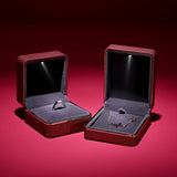 LED Light Necklace Pendant Ring Jewelry Box Lacquer Piano Finish