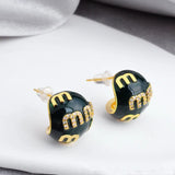 Red Arc Ball Earrings for Women