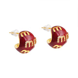 Red Arc Ball Earrings for Women