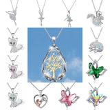 Life Tree Necklace Water Drop Crystal Pendant Wedding Jewelry