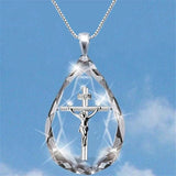 Life Tree Necklace Water Drop Crystal Pendant Wedding Jewelry
