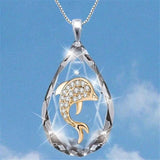 Life Tree Necklace Water Drop Crystal Pendant Wedding Jewelry