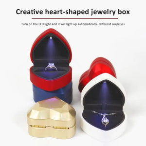 Light Ring Box Jewelry Earring Necklace Case Propose Wedding Ring Holder Case