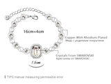 Crystal Link Chain Bracelet for Women with Square Charms