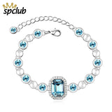 Crystal Link Chain Bracelet for Women with Square Charms