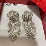Micro-Inlaid Zircon Lion Shape Earrings Silver Classic Personality