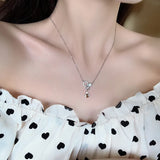 Little Bee Necklace Silver Plate Zircon Hollow Pendant Diamond Retro Necklace