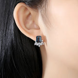 London Gemstone Earrings 925 Sterling Silver Square Earring for Women
