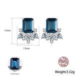 London Gemstone Earrings 925 Sterling Silver Square Earring for Women