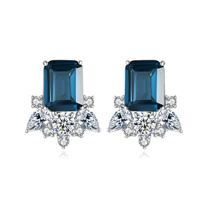 London Gemstone Earrings 925 Sterling Silver Square Earring for Women