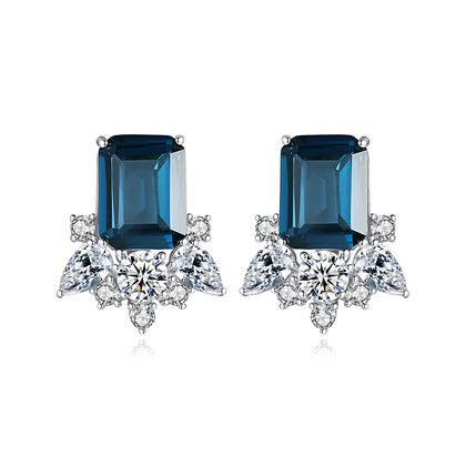 London Gemstone Earrings 925 Sterling Silver Square Earring for Women