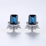 London Gemstone Earrings 925 Sterling Silver Square Earring for Women