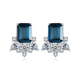 London Gemstone Earrings 925 Sterling Silver Square Earring for Women