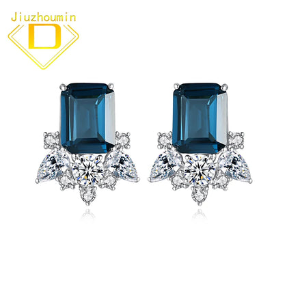 London Gemstone Earrings 925 Sterling Silver Square Earring for Women