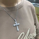 Long Diamond Cross Pendant 925 Sterling Silver Party Wedding Pendants Necklace