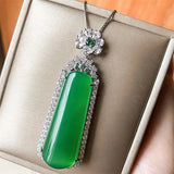 Lab Emerald Diamond Pendant 925 Sterling Silver Wedding Necklace