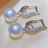 Long Pearl Diamond Dangle Earring 925 Sterling Silver Party Wedding Drop Earring