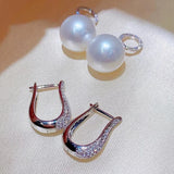 Long Pearl Diamond Dangle Earring 925 Sterling Silver Party Wedding Drop Earring
