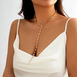 Long Tassel Rhinestone Choker Necklace for Women
