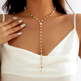 Long Tassel Rhinestone Choker Necklace for Women