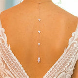 Lotus Flower CZ Bridal Back Chain Necklace Maple CZ Wedding Body Chain