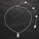 Lotus Flower CZ Bridal Back Chain Necklace Maple CZ Wedding Body Chain
