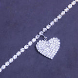 Love Anklet for Women Full Cz Crystal Heart-shaped Pendant Ankle Chain