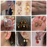 Heart Butterfly Flower Pendant Earrings for Women Huggie Hoop Jewelry