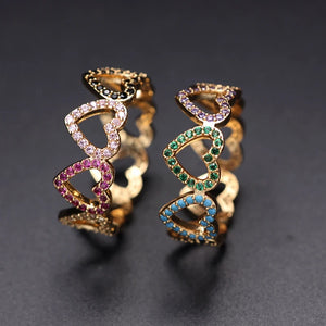 Heart-shaped Zircon Stone Ring Women Boho Jewelry