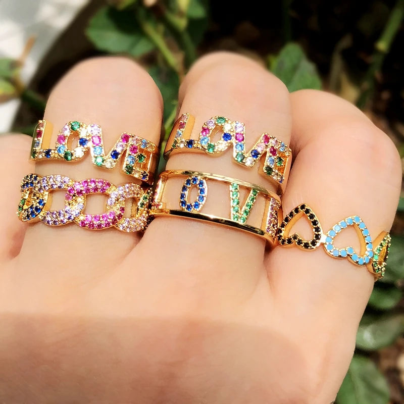 Heart-shaped Zircon Stone Ring Women Boho Jewelry