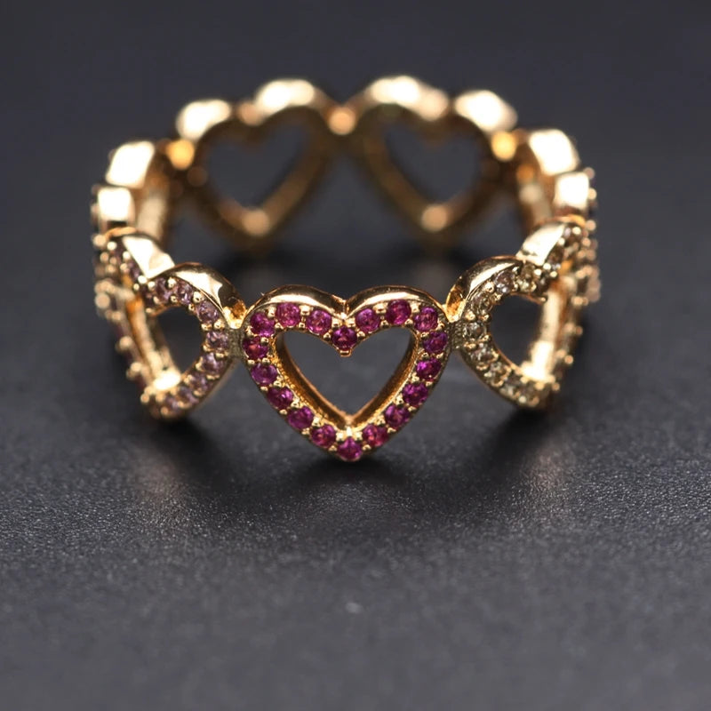 Heart-shaped Zircon Stone Ring Women Boho Jewelry