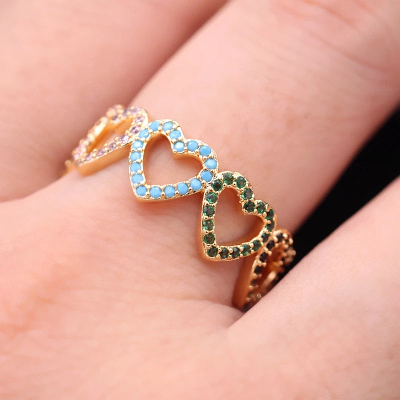 Heart-shaped Zircon Stone Ring Women Boho Jewelry