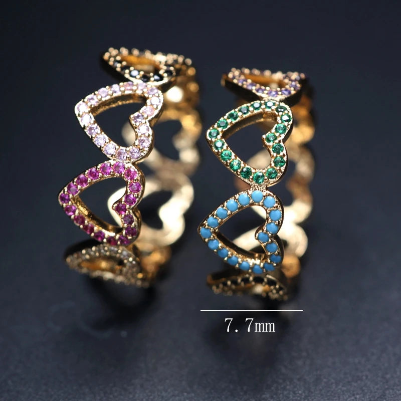 Heart-shaped Zircon Stone Ring Women Boho Jewelry