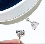 Zircon Love Heart Stud Earrings 925 Sterling Silver Wedding Party Jewelry