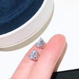 Zircon Love Heart Stud Earrings 925 Sterling Silver Wedding Party Jewelry