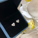 Zircon Love Heart Stud Earrings 925 Sterling Silver Wedding Party Jewelry