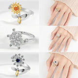 Copper Ring with Crystal Flower Bee Butterfly