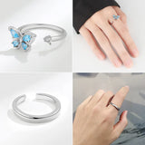 Copper Ring with Crystal Flower Bee Butterfly