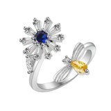 Copper Ring with Crystal Flower Bee Butterfly