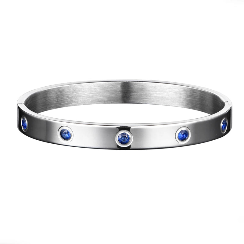 Stainless Steel Crystal Cuff Bracelet Bangle Couple Bracelet