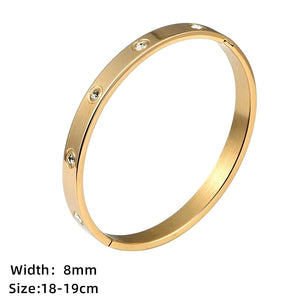 Stainless Steel Crystal Cuff Bracelet Bangle Cubic Zirconia
