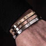 Stainless Steel Crystal Cuff Bracelet Bangle Cubic Zirconia