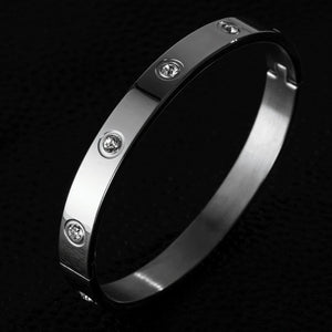 Stainless Steel Crystal Cuff Bracelet Bangle Cubic Zirconia