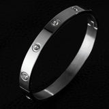 Stainless Steel Crystal Cuff Bracelet Bangle Cubic Zirconia