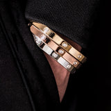 Stainless Steel Crystal Cuff Bracelet Bangle Cubic Zirconia