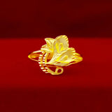 Luan Flower Rings 24K Plated Ethnic Exaggerated Ring for Dubai Women