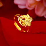 Luan Flower Rings 24K Plated Ethnic Exaggerated Ring for Dubai Women