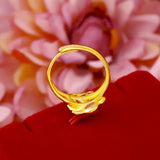 Luan Flower Rings 24K Plated Ethnic Exaggerated Ring for Dubai Women